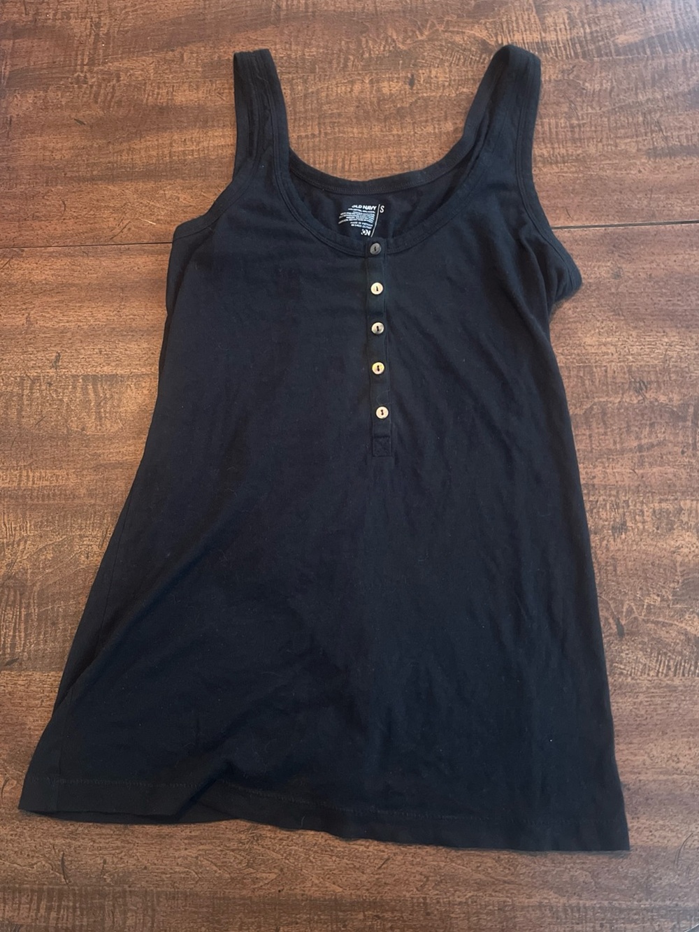 Vintage Y2K Old Navy Black Henley Tank Top Soft Grunge Coquette Boho Goth Small
